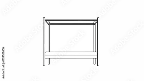 Simple wooden frame structure with legs and crossbars isolated on white background for minimalist design.