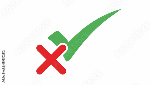 Correct and incorrect symbols: green checkmark and red cross illustrating approval and rejection.