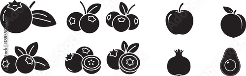 Flat design fruit icons set Vector