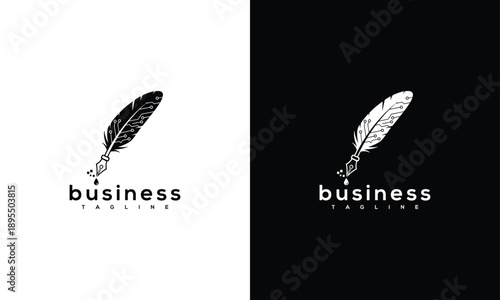 Feather Pen Logo - Business  Writing Symbol.