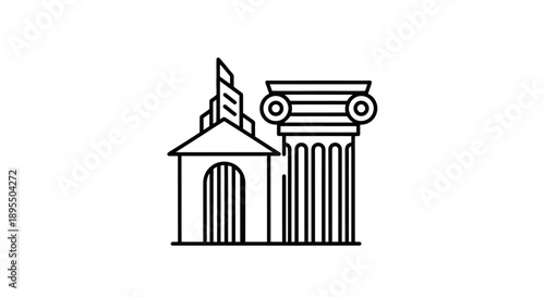 Simple line drawing of ancient Greek architectural elements.