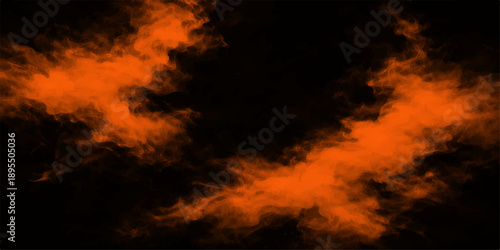 Dramatic orange fire flames loop against a dark nature background under a beautiful sunset sky with red clouds and sunlight at twilight