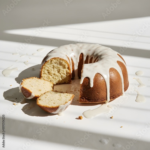 Modern minimalist Easter paska bread with clean white icing on neutral background Scandinavian food photography