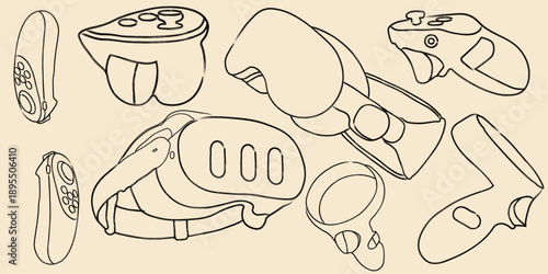 vr set line art design elements assets