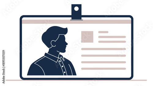Modern illustration of an identification badge with a profile portrait and personal details, suitable for corporate access or employee ID