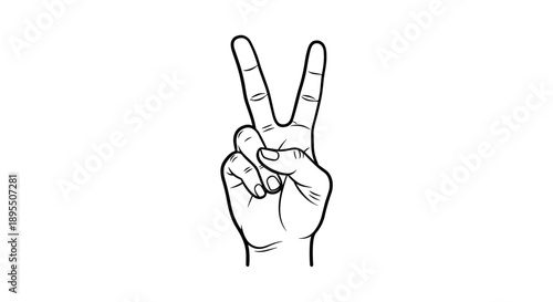 Hand Showing Peace Sign Gesture.