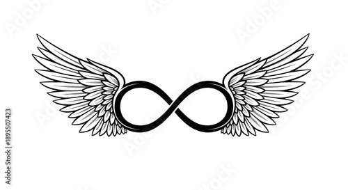 Infinity Symbol with Angel Wings Illustration.