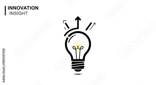 Innovative light bulb with upward arrow representing new ideas.