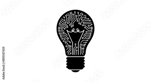 Innovative light bulb with integrated circuit design symbolizing technology and ideas.