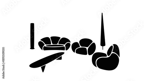 Modern Furniture Silhouettes Collection for Interior Design.