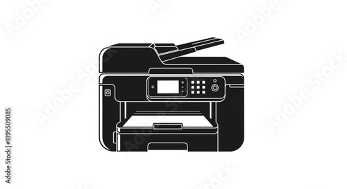 Modern Multifunction Printer Scanner Copier Device Icon.