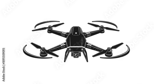 Modern Quadcopter Drone with Camera and Propellers.