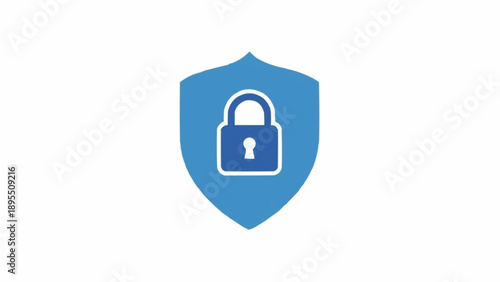 фотографія Blue Shield with Locked Padlock Icon.