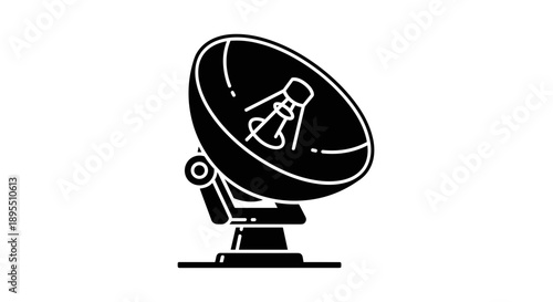 Satellite Dish Antenna Icon for Communication Technology.
