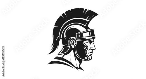 Roman Soldier Head Profile Illustration.