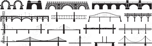 bridge infographic vector pack showing bridge structure variations