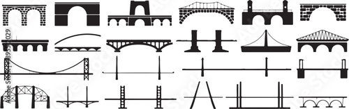 bridge engineering silhouettes set for architecture and design study