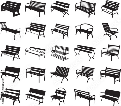 bench collection silhouette variations for catalog and layout