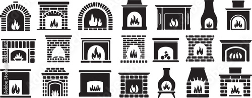 fireplace symbols line art fireplace icons for architecture
