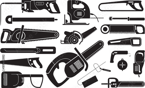 saw vector illustration assortment of cutting tools for woodworking