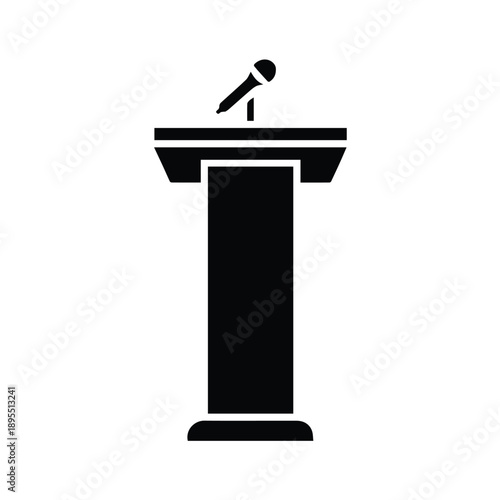 podium microphone icon vector silhouette for presentation and speech