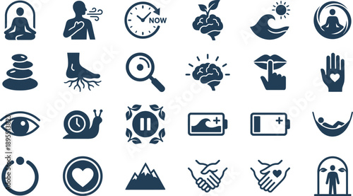Versatile Modern Vector Icon Set A Comprehensive Collection of Symbols for Wellness, Lifestyle, Nature, and Business Concepts in Minimalist Graphic Design