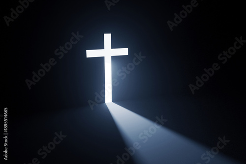 Vászonkép A divine ray of light shining through a cross-shaped window