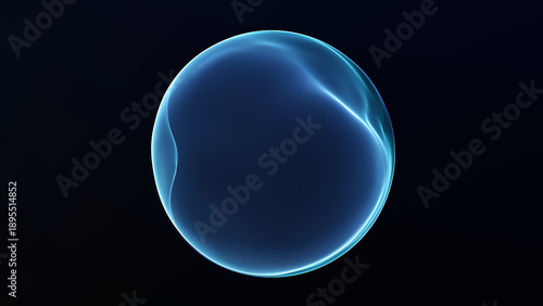 Foto Dynamic liquid energy orb with glowing plasma curves in dark space