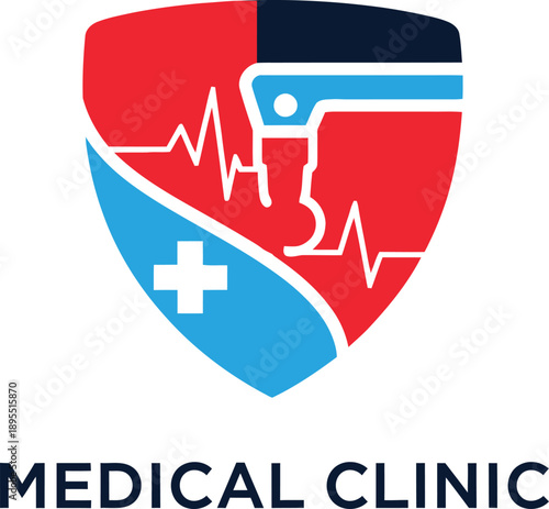 Medical Clinic Logo Design with Shield and Cross Elements