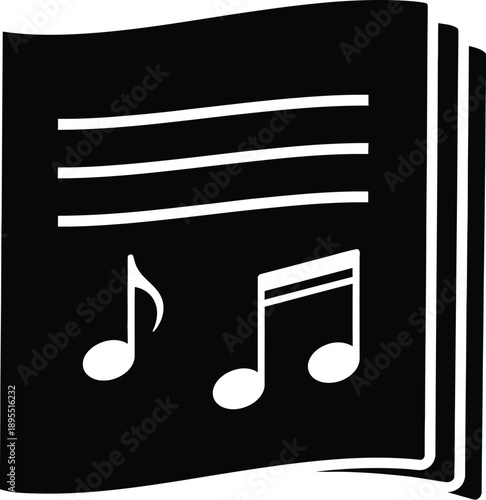 Stack of music sheets with hand drawn musical notes and staves. Sheet of music manuscript paper. 