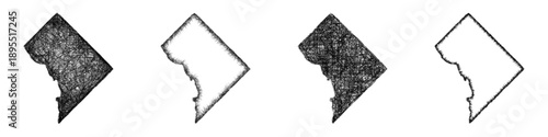 Sketch District of Columbia map design set