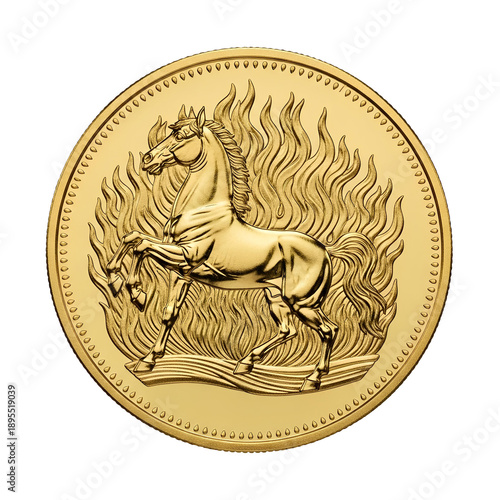 Gold coin featuring a majestic fire horse for Chinese New Year celebration