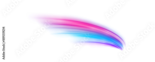 Curved luminous streaks twist in vibrant neon colors. Trails of motion radiate energy and speed. Perfect for futuristic designs PNG