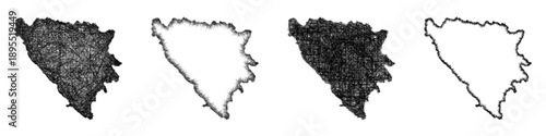 Sketch Bosnia and Herzegovina map design set