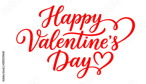 Lettering Happy Valentines Day banner. Valentines Day greeting card template with typography text happy valentine`s day and red heart and line on background. Vector illustration