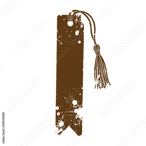 Vintage Grunge texture grungy bookmark with tassel isolated on white background for reading and marking pages in books