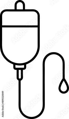 Intravenous IV Drip Bag Medical Line Art Icon