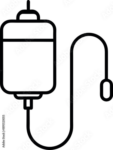 Intravenous IV Drip Bag Medical Line Drawing Icon