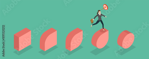 3D Isometric Flat Vector Illustration of Business Transformation, Visual Framework For Change