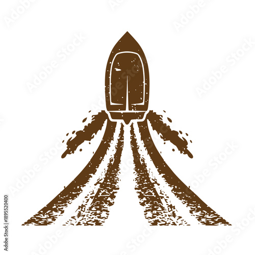 Vintage Grunge texture grungy rocket ship blasting off into space with smoke trails  symbol of innovation and exploration