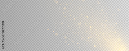 Sparkling golden dust swirls gently, forming a soft light effect. The particles glow with cinematic depth and texture. The mood is mystical, festive, and refined.