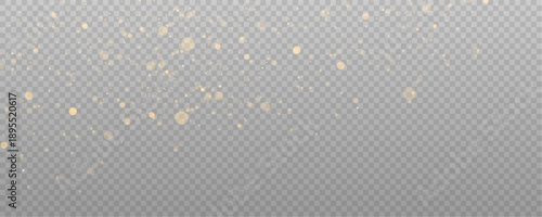 Vector gold sparkles glow beautifully against a transparent background. Fine dust particles scatter with a luminous effect. The illustration feels clean, modern, and magical.