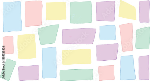 Scattered Pastel Colored Hand Drawn Rectangular And Square Shapes Background vector illustration