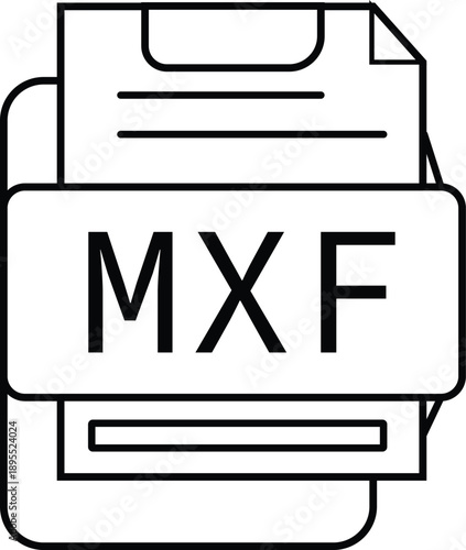MXF file format icon simple vector illustration representing digital media file type for audio and video editing isolated on white background