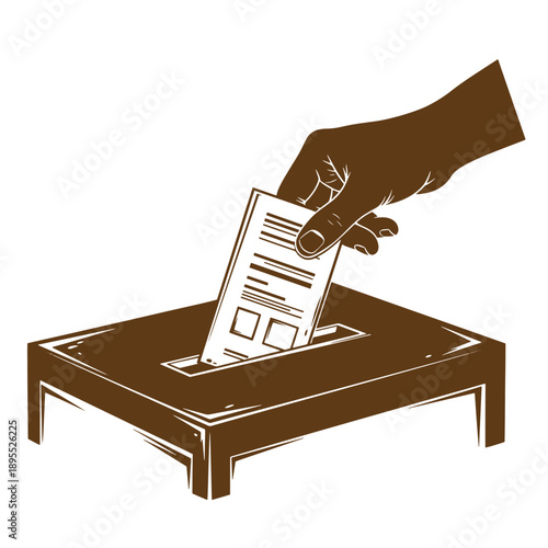 Vintage Grunge texture hand putting ballot paper into voting box for election  democracy and voting concept