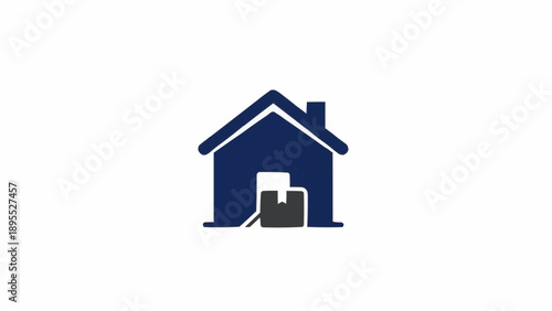 Simple Dark Blue House Icon.
