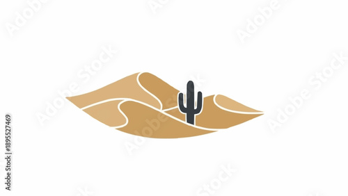 Desert Cactus Plant Icon Illustration.