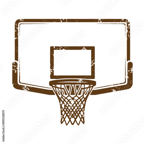 Vintage Grunge texture a brown basketball hoop with a white background  a simple illustration of a basketball hoop