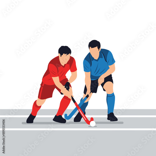 Field Hockey Players Competing on a Rink, Game Action