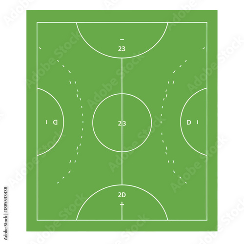 Green Sports Field Diagram with Markings and Numbers